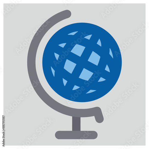 Blue globe on stand isolated on white background, Vector