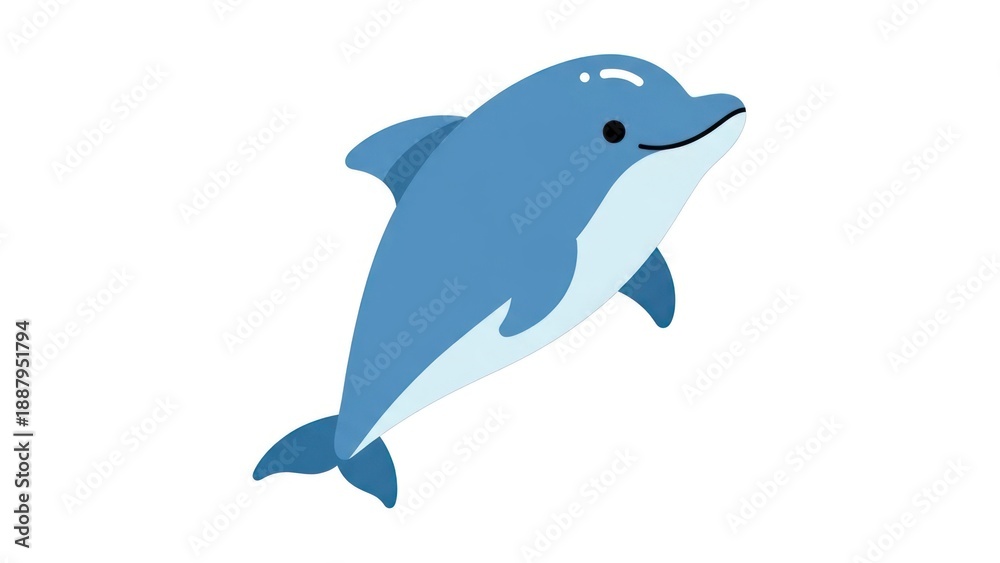 Fototapeta premium Smiling cartoon dolphin jumping high.