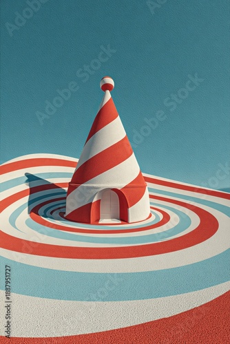 Wallpaper Mural Striped Cone Structure Surrounded by Colorful Swirling Patterns Torontodigital.ca