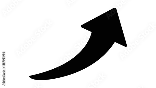Bold Upward Trending Arrow Indicating Growth and Progress on an Isolated White Background