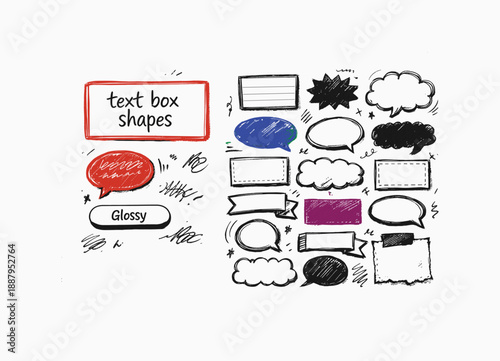 Collection Of Various Text Box Shapes and Speech Bubbles