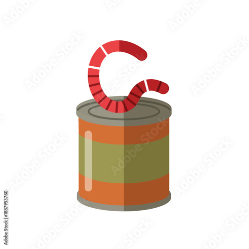 Can of Worms Idiom Icon. Conceptual illustration of a complicated problem, trouble, or difficult situation. Flat vector design.
