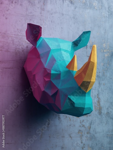 Wallpaper Mural Colorful Geometric Rhino Head Art for Modern Home Decor Torontodigital.ca