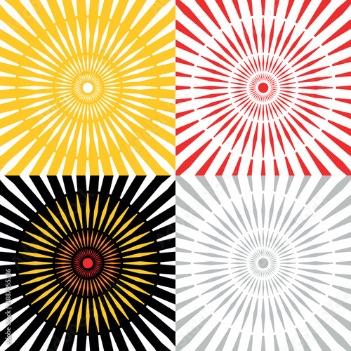 Abstract sun icon. Symbol of summer or rest, warmth and light. Rays coming from the center. Stylized sun with rays, attribute of good weather or mood.