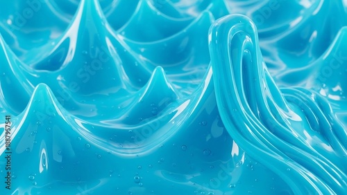 Abstract blue gel surface with dynamic waves and glossy texture, creating a mesmerizing and fluid motion effect