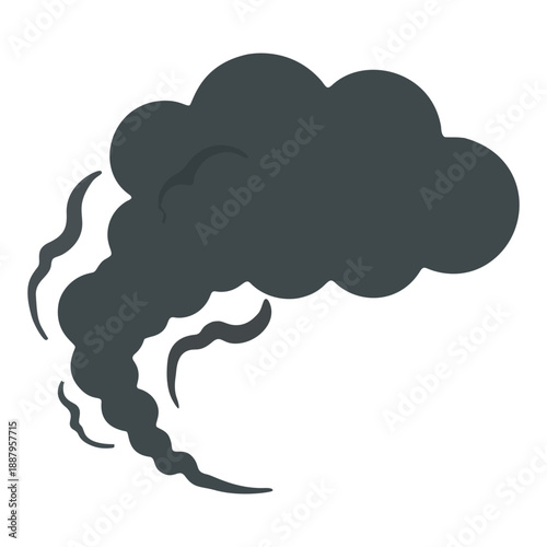 Dark black smoke cloud air pollution carbon emission vector