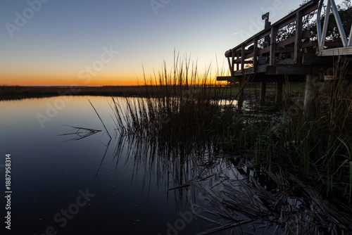 Sunrise by the dock, morning glow