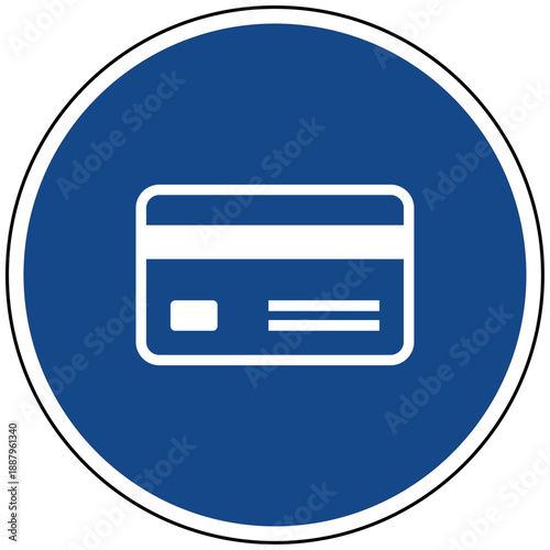 Kreditkarte Icon auf blauem Schild Vektor Illustration Symbol für Bezahlung und Finanzen
