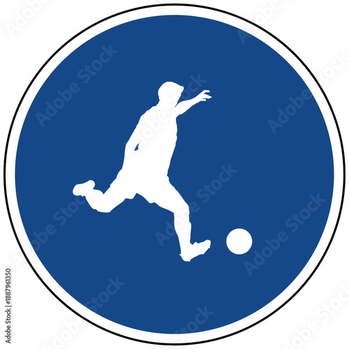 Fußballer Kicker Icon auf blauem Schild Vektor Illustration Symbol für Sport und Fußball