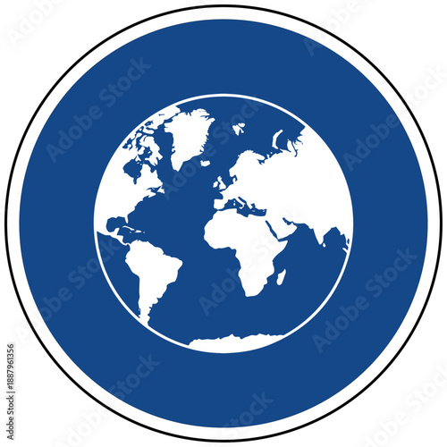 Weltkugel Erde Icon auf blauem Schild Vektor Illustration Symbol für Globalisierung und Umwelt