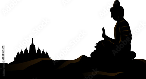 Buddha silhouette vector. Vector element for Vesak day. EPS 10