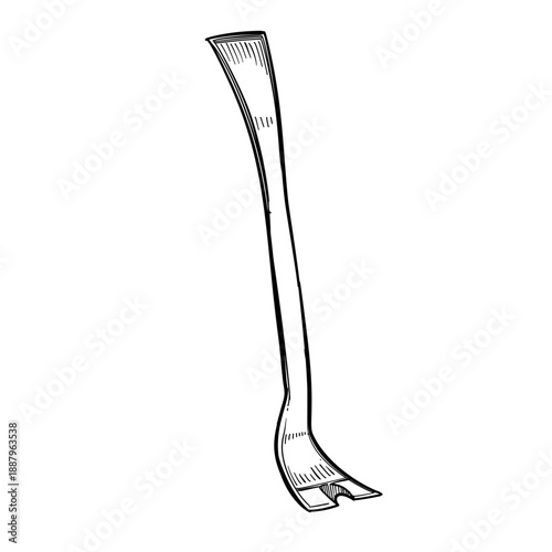 Crowbar tool vector line art hand drawn illustration