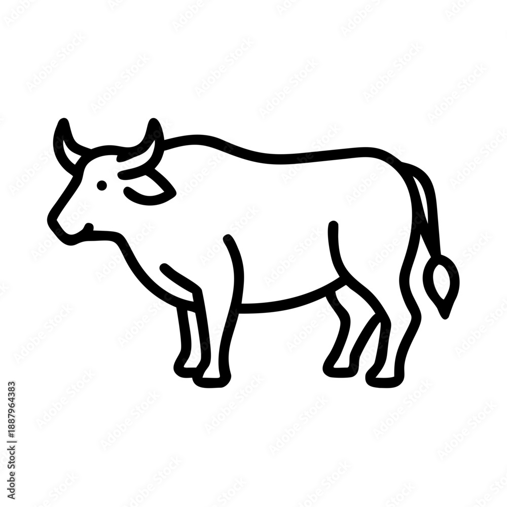 Obraz premium buffalo animal line vector icon