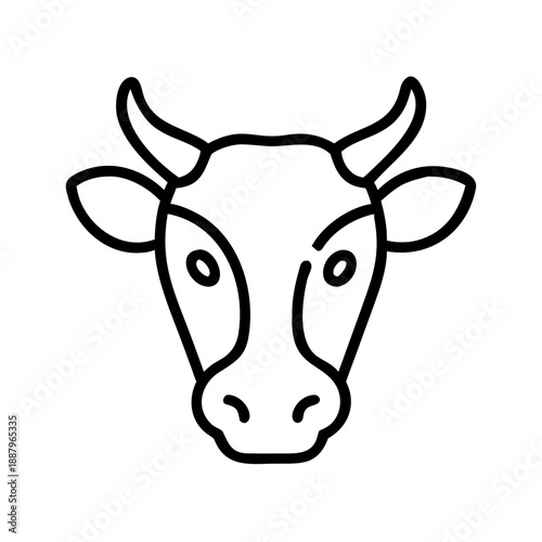 minimal cow head outline vector icon