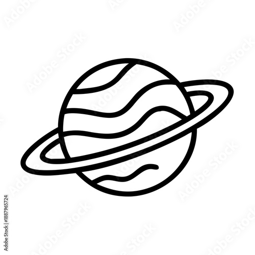 planet saturn outline vector icon
