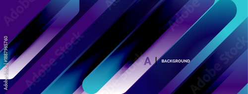 Abstract geometric design. Diagonal stripes create dynamic visual effect. Purple, blue hues dominate composition. Modern, sleek aesthetic.