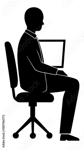 office sitting posture silhouette icon