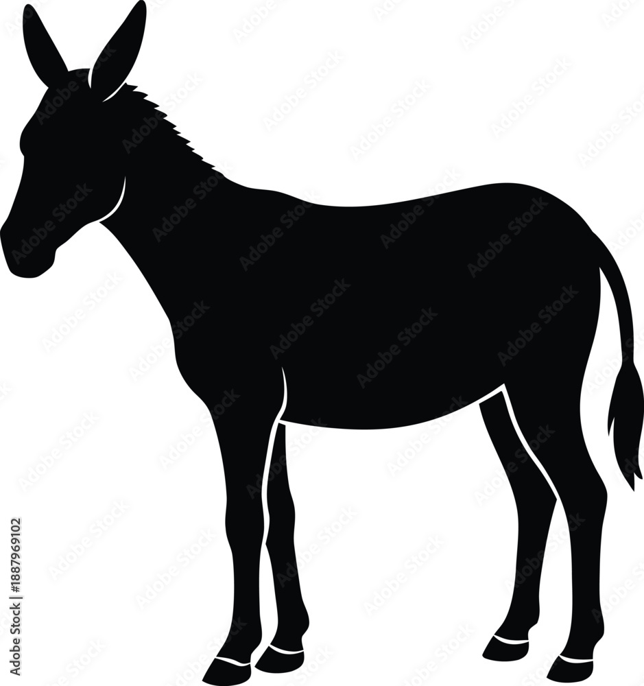 Obraz premium Horse and donkey silhouette vector illustration on white background