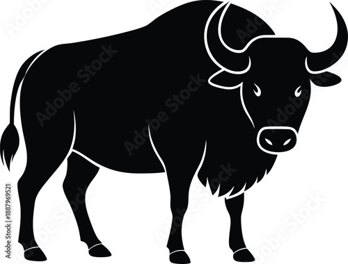 Black and white cow and bull vector illustration on a farm background