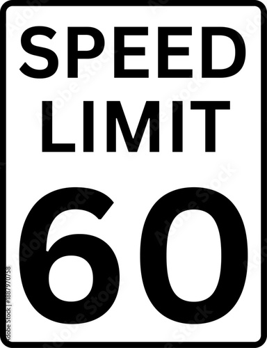 Speed Limit 60 mph Traffic Sign Vector