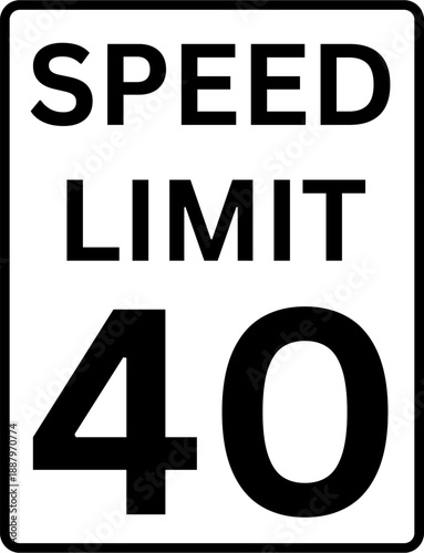 Speed Limit 40 mph Traffic Sign Vector