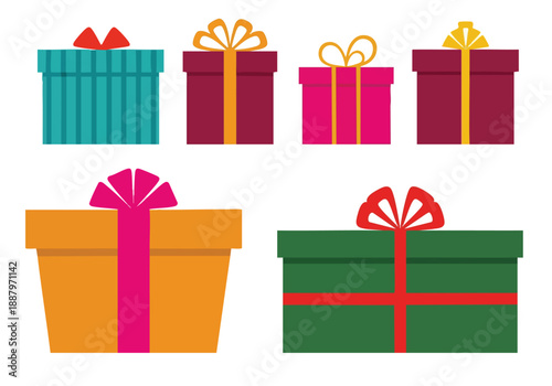 Assortment of colorful gift boxes with ribbons ready for festive occasions and celebrations creating a joyful visual presentation