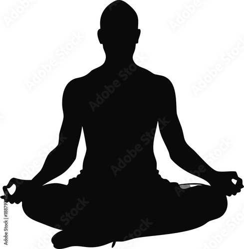 Silhouette Of A Man Sitting In Darkness Meditating