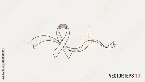 Pink awareness ribbon symbolizing support and hope on light background vector illustration