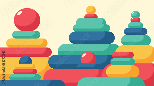 Colorful Stacked Plastic Blocks and Toys.