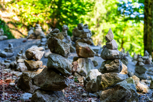 Hiking on the Lofer Waterfall Trail near Lofer, Austria. Hiking trails and waterfalls.