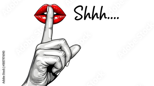 A hand with red lips isolated on transparent background giving a gesture