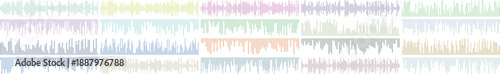Auditory spectrum visualization with diverse color variations, isolated on white background.