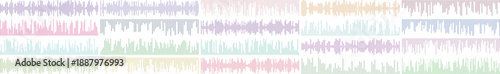 Abstract sound wave designs in multiple color variations, isolated on white background.