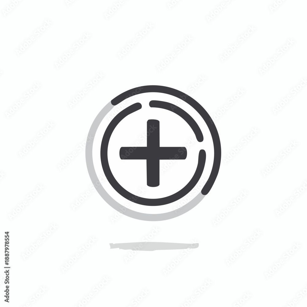Fototapeta premium Add symbol inside the circle, simple design isolated on white background.