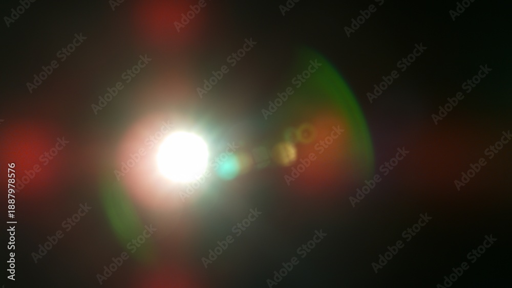 Fototapeta premium Real Lens Flare Reflections for Overlay or Transition Isolated on Black Background