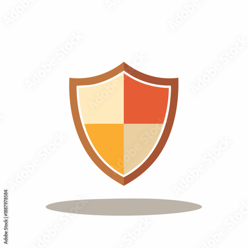 Shield emblem with four colored quadrants, brown border and shadow. Free Download Shield emblem with four colored quadrants, brown border and shadow. - GFXLoad