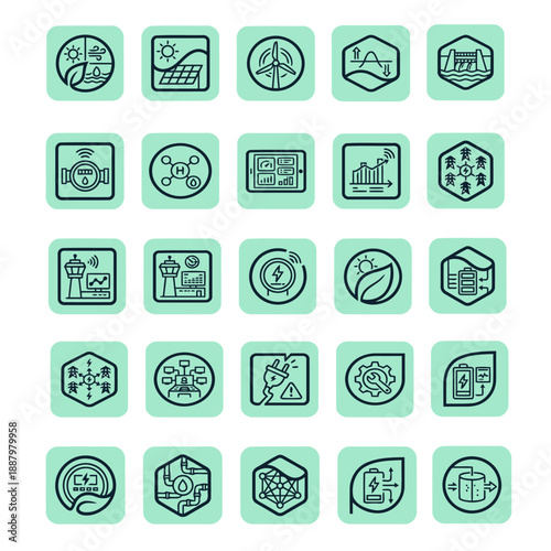Smart Energy & Utilities Infrastructure Icons set