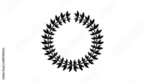 Vector illustration of a elegant black laurel wreath symbol for award and victory on transparent background