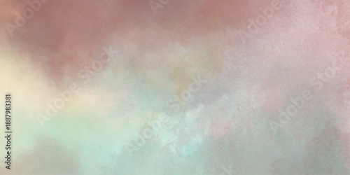 Amazing beautiful sky with clouds.Blue sky background with clouds glowing in light pink color.Abstract texture for use as a background. Watercolor painted background.Abstract Illustration wallpaper. 
