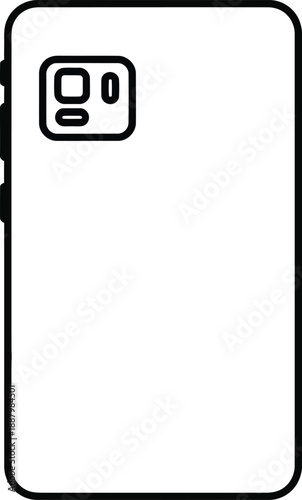 Minimalist black outline icon showing the back view of a smartphone with camera module