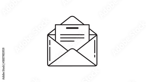 Simple line drawing of an open envelope with a letter inside.