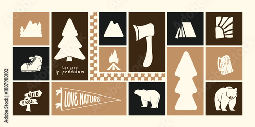 Vintage Forest Illustration for tshirt, poster, and other uses