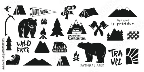 Vintage Forest Illustration for tshirt, poster, and other uses