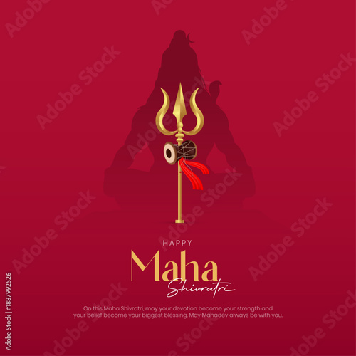 Happy Maha Shivratri Post and Wishes. Hindu Festival Maha Shivratri Banner and Background with Text and Lord Shiva Vector Illustration