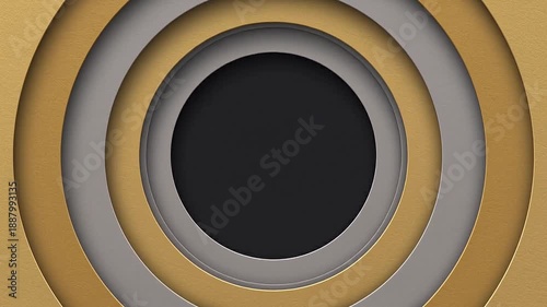 Abstract Metallic Concentric Circles Design Featuring Golden and Silver Rings, Creating a Modern and Elegant Visual Background with Depth