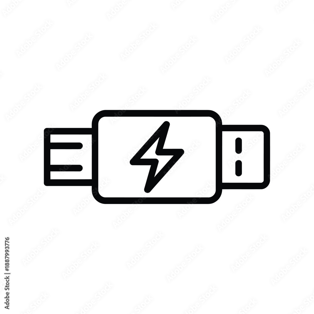 Fototapeta premium Usb cable with lightning bolt symbol for charging and data transfer