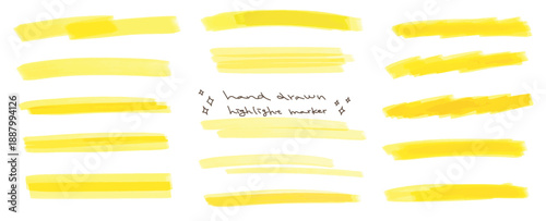 ハイライトマーカーセット。手書きの罫線、アンダーライン、重要なポイント。テキストを強調するための装飾。