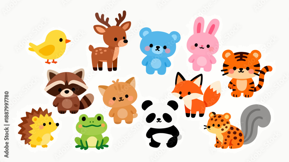 Fototapeta premium Cute cartoon animals collection