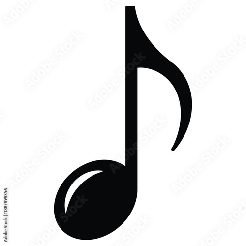 A single black eighth note musical symbol is isolated on a transparent background in a clean minimalist design