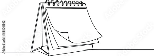 A clean and minimalistic continuous one line drawing of a desk calendar, vector illustration